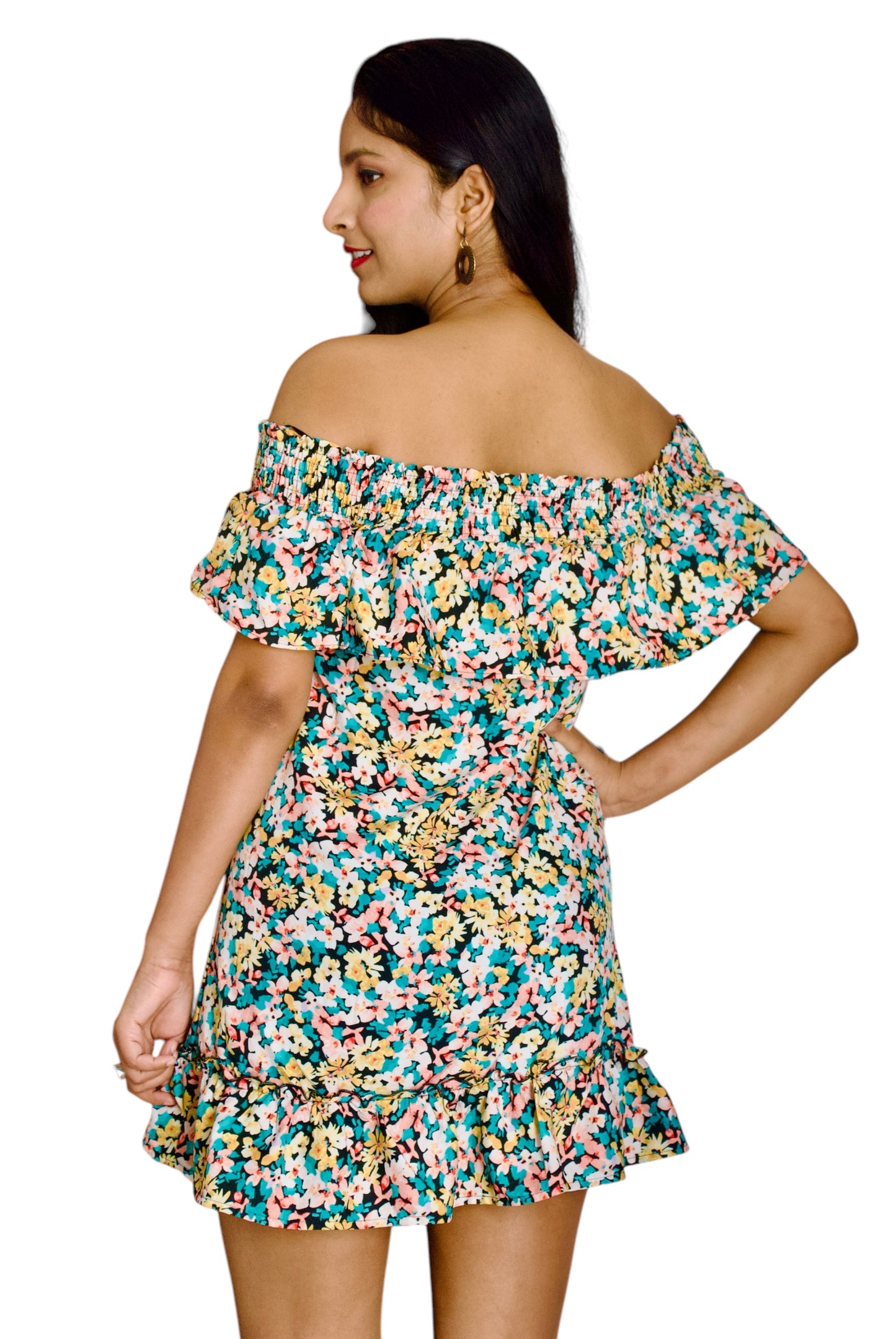 Women Multicolor Off-Shoulder Dress.