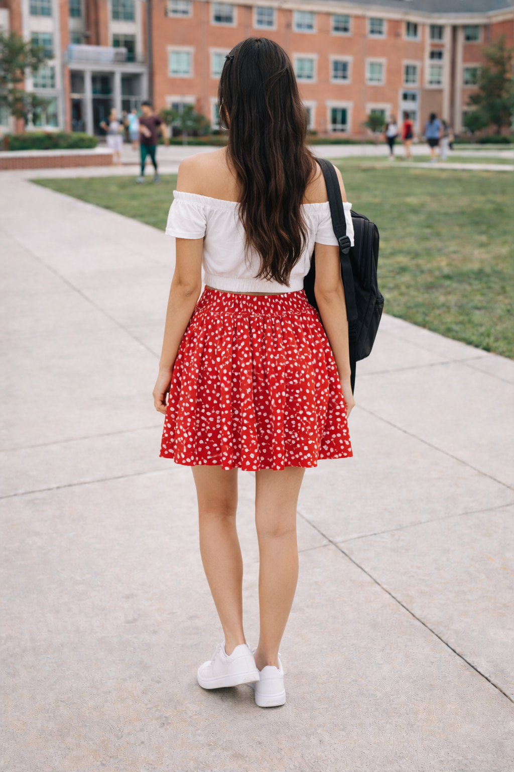 Women Red Color Floral Print Short Skirt