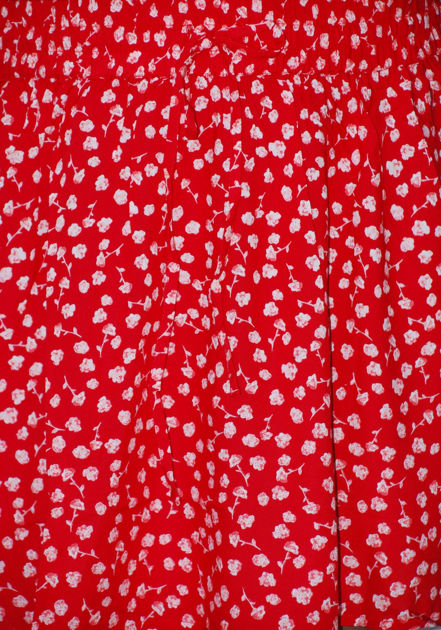 Women Red Color Floral Print Short Skirt