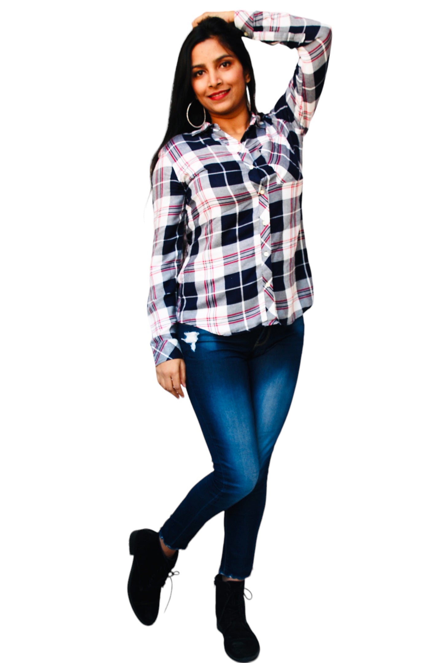 Women Regular Fit Checkered Spread Collar Casual Multicolor Shirt