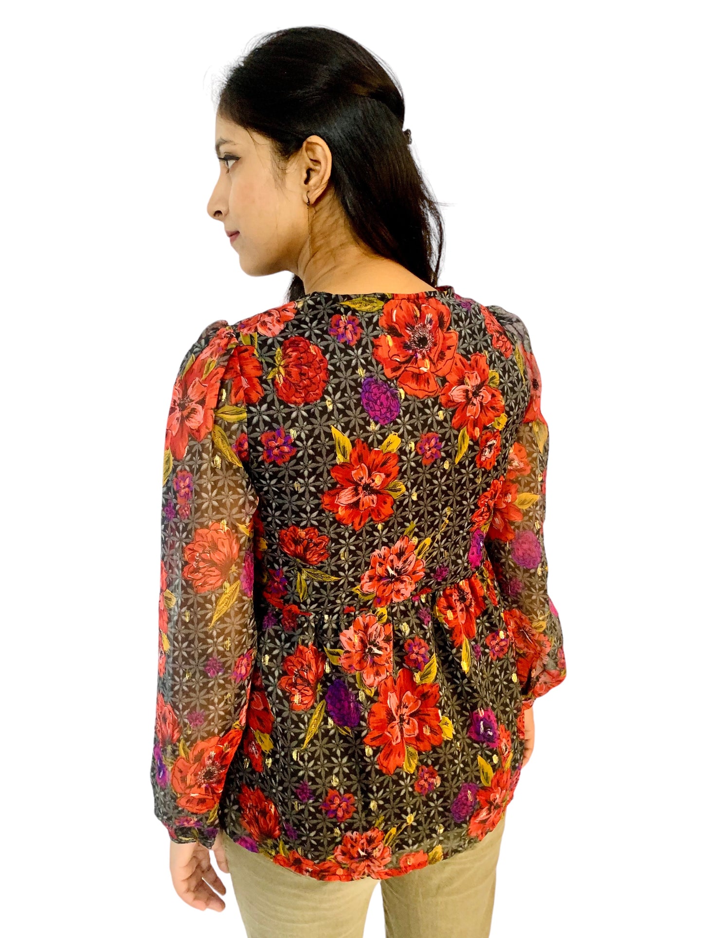 Women Multicolor Color Plunging Neck Printed Top
